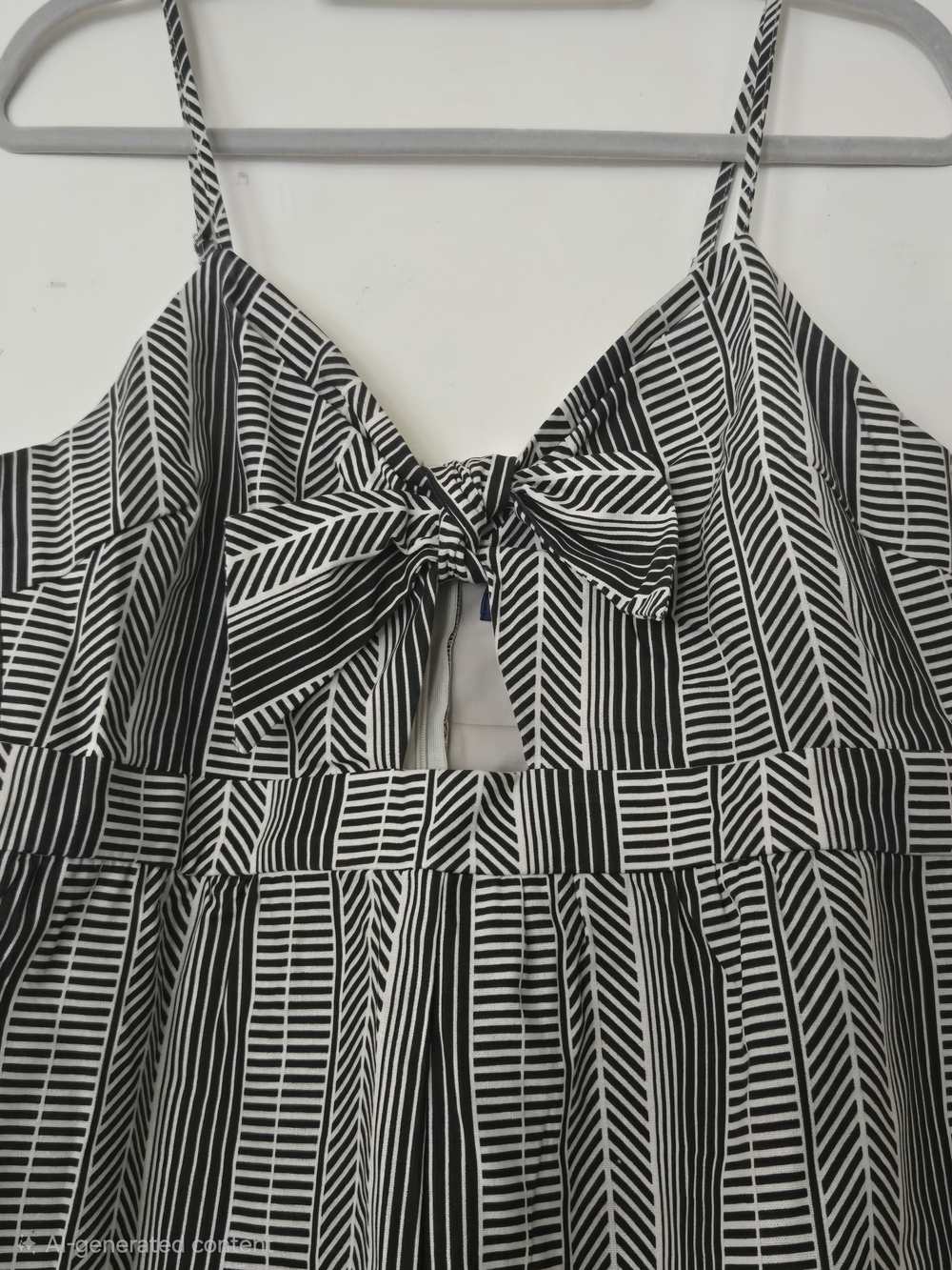 Blue Rain Black and White Striped Tie-Front Romper - Picture 4 of 4